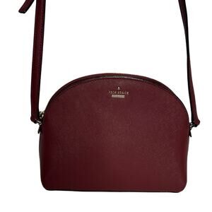 Kate Spade New York Dome Crossbody Bag Burgundy Leather Purse